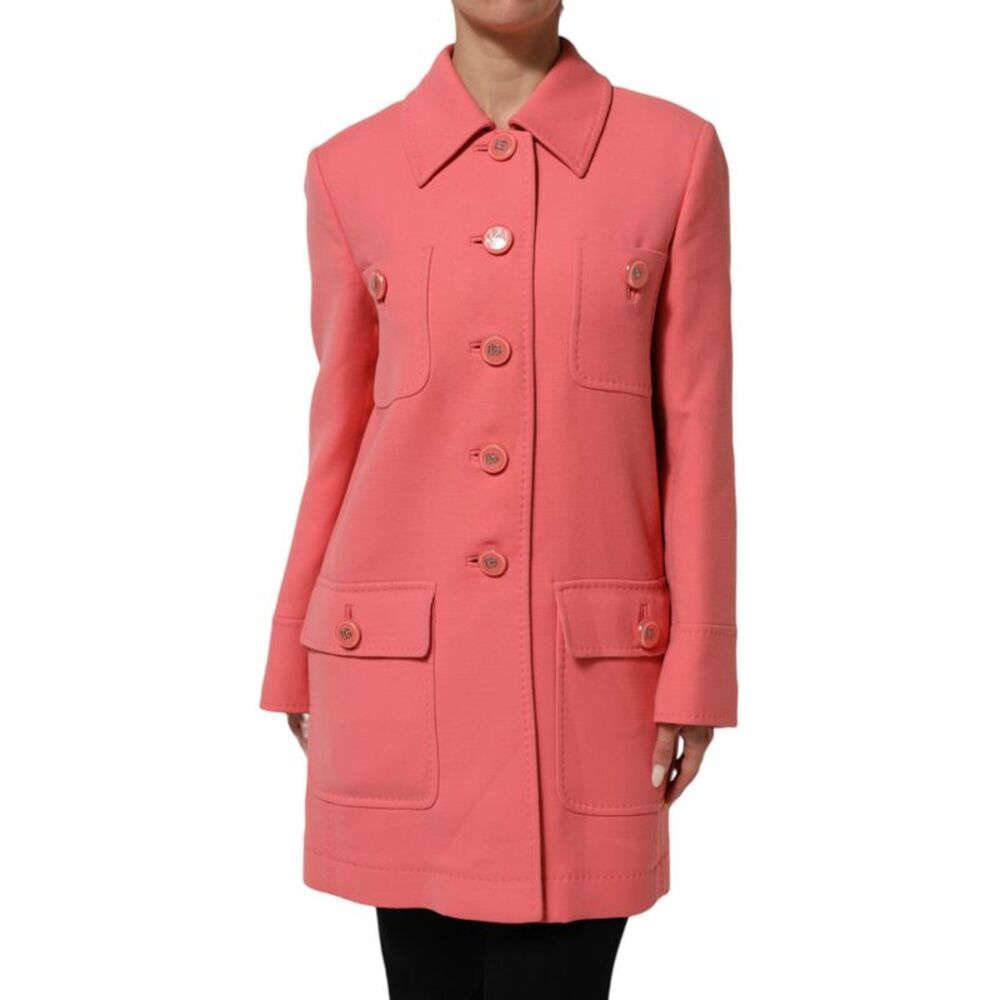 Dolce & Gabbana Pink Buttoned Down Trench Coat Women's Jacket